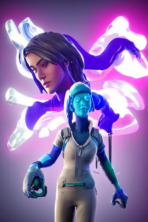 Prompt: epic lady portrait stylized as fornite style game design fanart by concept artist gervasio canda battle royale kaws radiating a glowing aura global illumination ray tracing hdr render in unreal engine 5