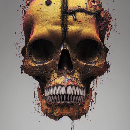 Image similar to portrait_of_a_melting_skull._intricate_abstract._intricate_artwork._by_Tooth_Wu_wlop_beeple_dan_mumford._octane_render_trending_on_artstat