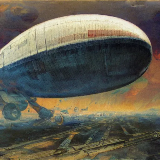 Prompt: vrubel airship, oil on canvas