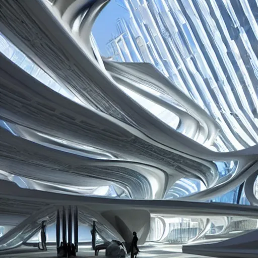 Prompt: westworld in zaha hadid style