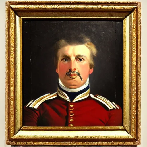 Prompt: facial portrait of nfl detroit lions dictator, military uniform, 1 8 3 4, oil on canvas by william sidney mount
