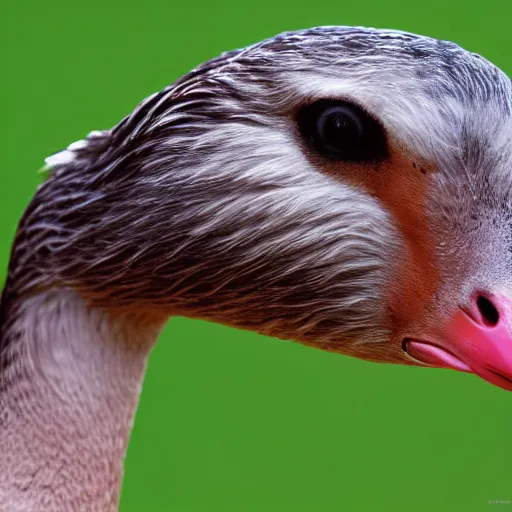 Image similar to closeup portrait of a goose with the head of ryan gosling, natural light, sharp, detailed face, magazine, press, photo, steve mccurry, david lazar, canon, nikon, focus