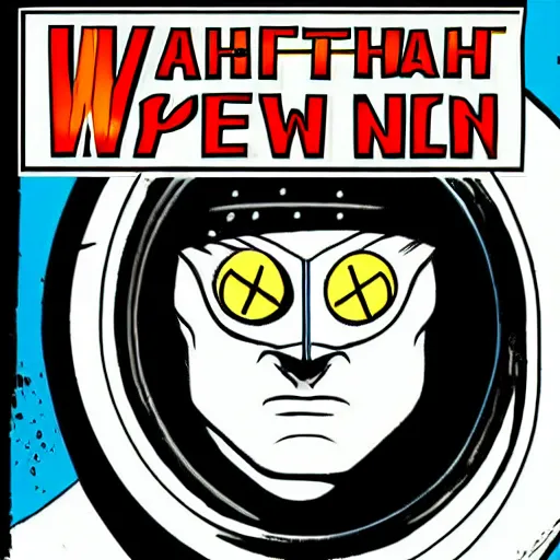 Prompt: of watchmen comic logo