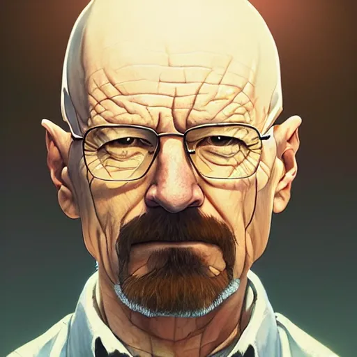 Image similar to highly detailed portrait of walter white, unreal engine, fantasy art by greg rutkowski, loish, rhads, ferdinand knab, makoto shinkai and lois van baarle, ilya kuvshinov, rossdraws, tom bagshaw, global illumination, radiant light, detailed and intricate environment