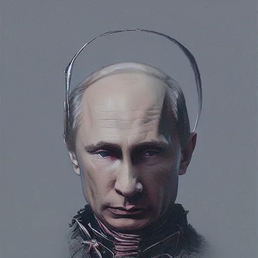 Image similar to vladimir putin wears gothic maid dress, dark fantasy, intricate, highly detailed, smooth, artstation, painted by wayne barlowe, greg rutkowski, zdislav beksinski, francis bacon