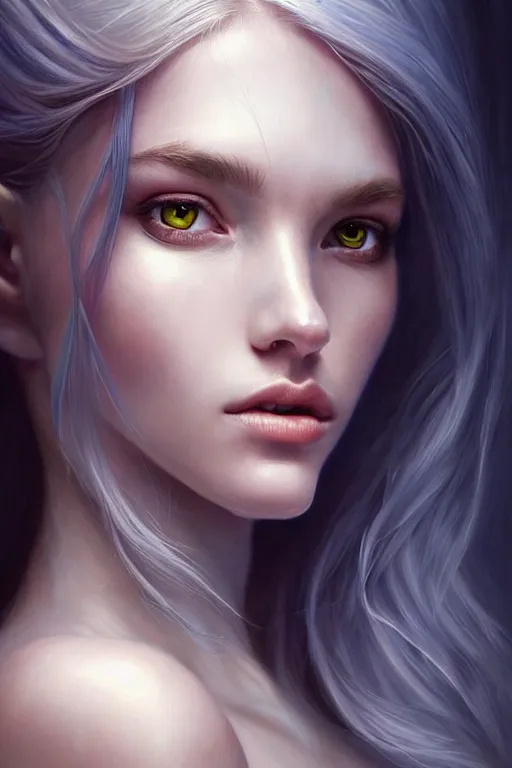 Image similar to a photorealistic painting of an attractive young girl, partially clothed in ethereal armor emitting psychic powers, beautiful bone structure, perfectly proportioned face, perfect eyes, intricate, elegant, highly detailed, hyper detailed, volumetric lighting, trending on tumblr, by artgerm, by loish, fantasy scene, fantasy aesthetic, trending on Artstation