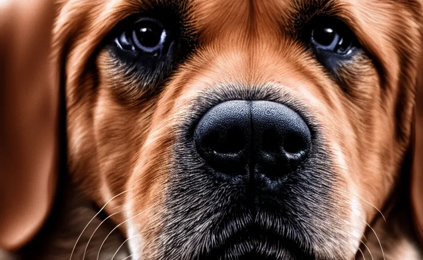 Image similar to movie still of a dog, detailed face, cinematic lighting, 8 k