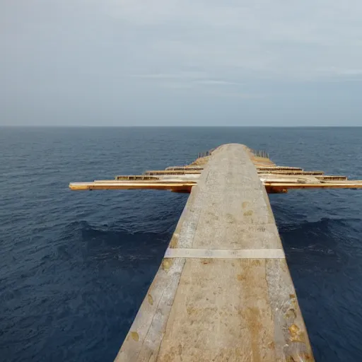 Image similar to a half built bridge over the ocean