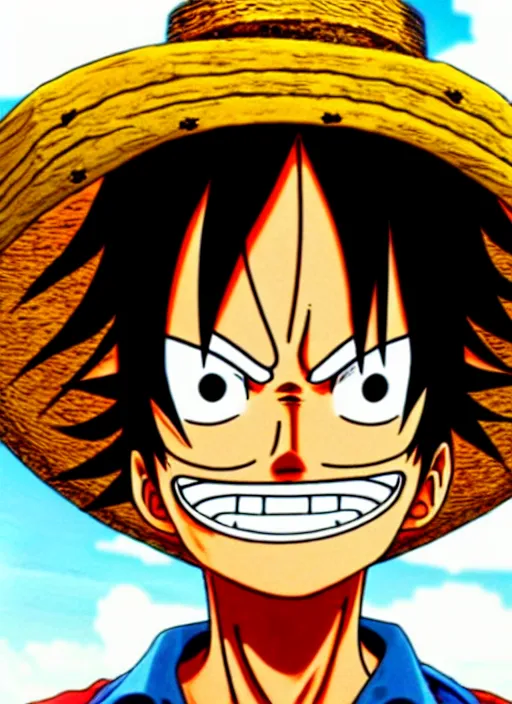 Image similar to a very detailed photograph of a luffy face, depth of field,