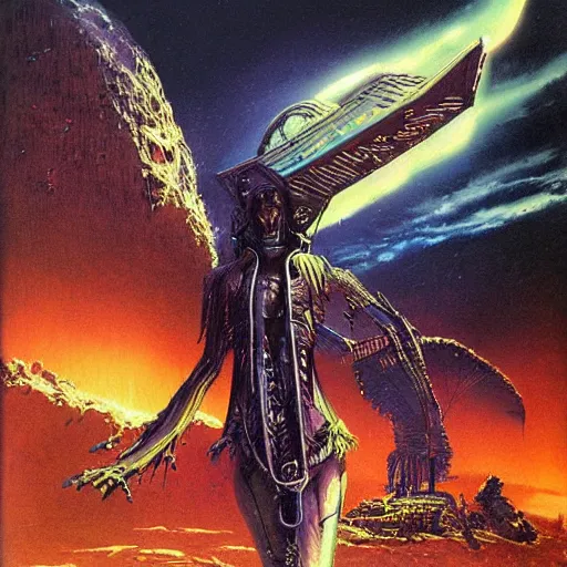 Prompt: sci - fi human necromancer, art by bruce pennington