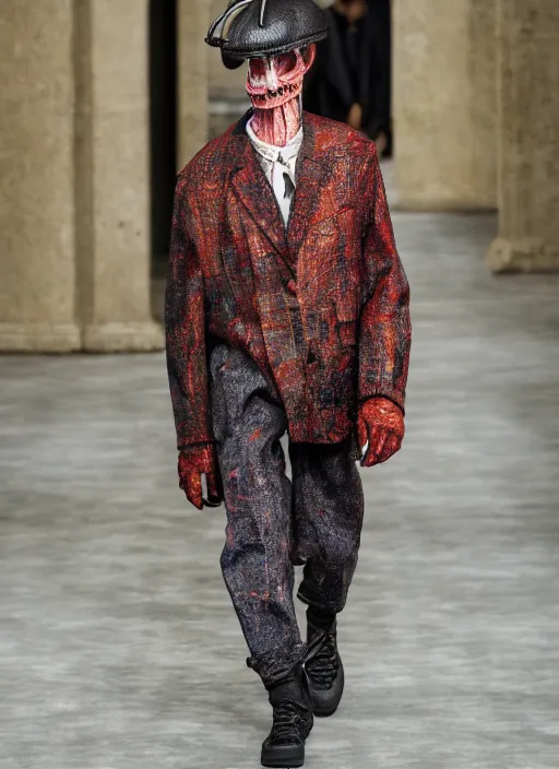 Image similar to hyperrealistic and heavy detailed balenciaga runway show of hannibal lecter, leica sl 2 5 0 mm, vivid color, high quality, high textured, real life