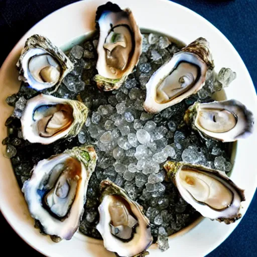 Prompt: A pile of thousands of oysters on a little plate