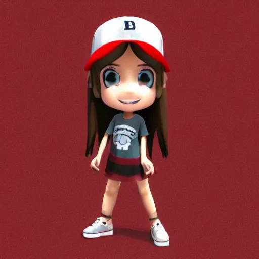 Prompt: profile pic of a chibi skater girl with a baseball cap 3 d render character art 8 k