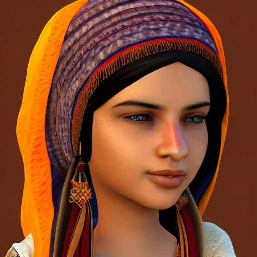 Prompt: rajasthani Indian village girl skin as a game character 3d model