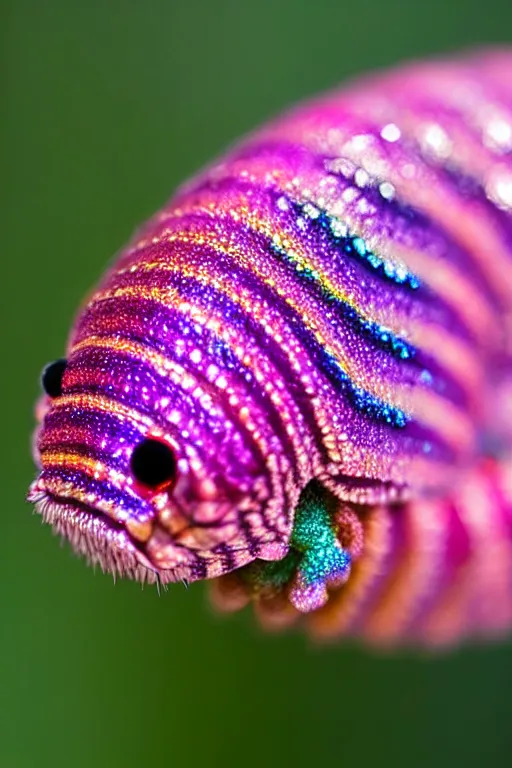 Image similar to high quality close-up photo pearlescent caterpillar! gorgeous highly detailed hannah yata elson peter cinematic pink lighting high quality low angle hd 8k sharp shallow depth of field