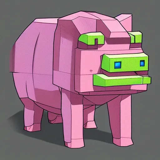 Prompt: minecraft pig by Josan Gonzalez