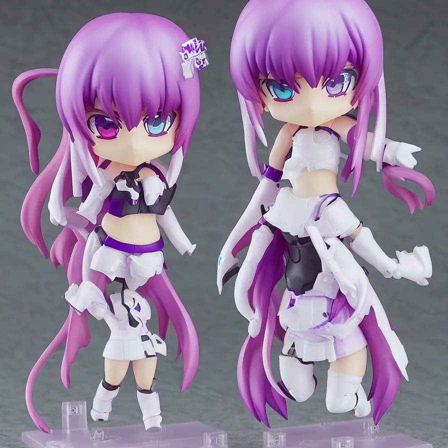 Prompt: neon white video game, neon violet, an anime nendoroid of neon violet, figurine, detailed product photo