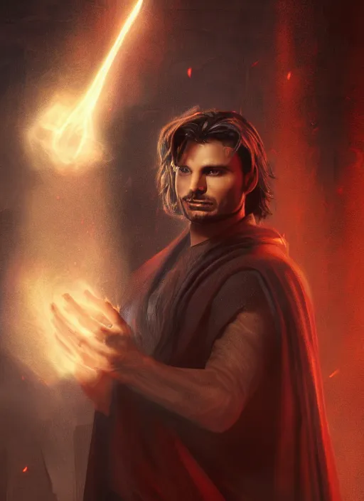 Prompt: A fantasy comic book style portrait painting of Tom Welling as a Sorcerer in a atmospheric dark fortress, unreal 5, DAZ, hyperrealistic, octane render, RPG portrait, ambient light, dynamic lighting