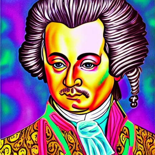 Image similar to original illustration of Mozart by Lisa Frank