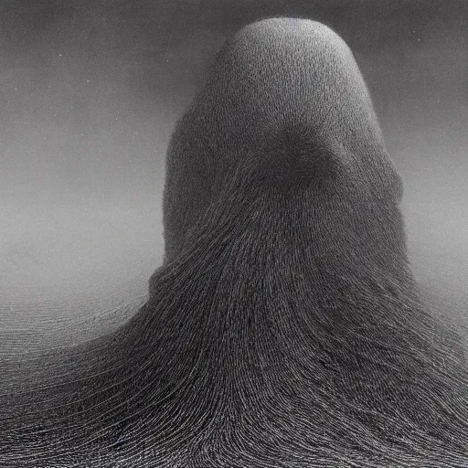 Image similar to zdzisław beksinski dust and wind monster 4 k