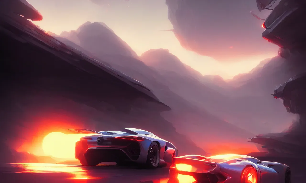 Image similar to Super car, concept art, low angle, high detail, warm lighting, volumetric, godrays, vivid, beautiful, trending on artstation, by Jordan grimmer, art greg rutkowski