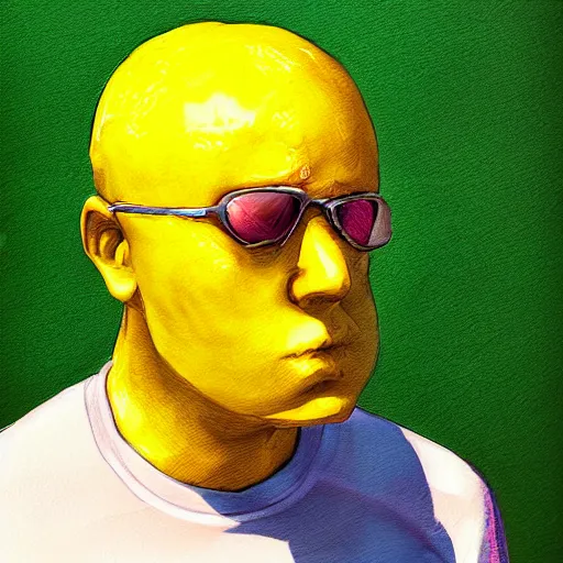 Image similar to a lemon man, digital art