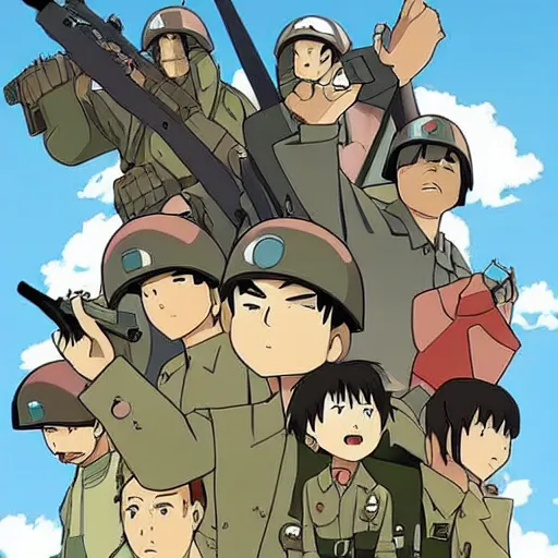 Image similar to world war 2 by studio ghibli