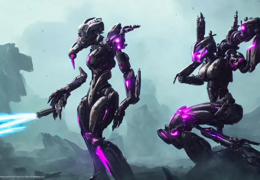 Image similar to epic cinematic shot of stunning beautiful hot anthropomorphic mecha female dragon fighting in the apocalypse with laser rifle, has silver armor and fuchsia skin, apocalypse, warframe fanart, terminator art, epic scale, furaffinity, deviantart, octane