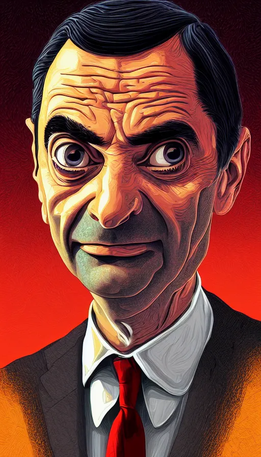 Prompt: a portrait of Mr. Bean, italian futurism, Dan Mumford, da vinci, Josan Gonzalez