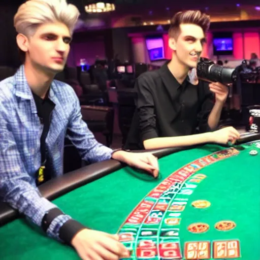 Image similar to gigachad xqc gambling : : realistic : : 1 dslr : : 1 - - quality 2