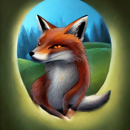 Prompt: A fox and his house, art by Marco Bucci, art station