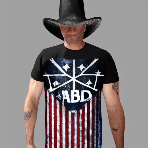 Prompt: black t-shirt, armadillo American patriot, a 3d design, superrealism 8k resolution