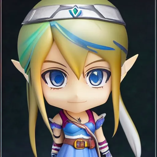 Image similar to beautiful water color concept art of face detailing cute girl in the style of nendoroid and Toon Zelda , anime style, close-up