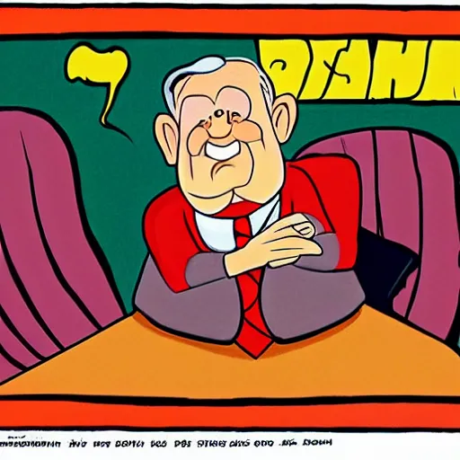 Prompt: a cartoon character of Benjamin netanyahu by Carl Barks.