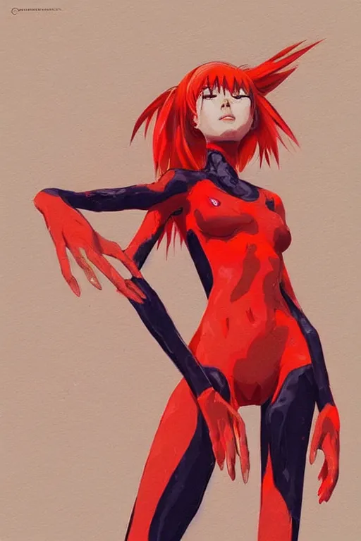 Image similar to a ultradetailed full body painting of asuka langley from evangelion, by conrad roset, greg rutkowski and ilya kuvshinov trending on artstation