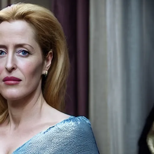 Prompt: gillian anderson playing the role of catherine the great