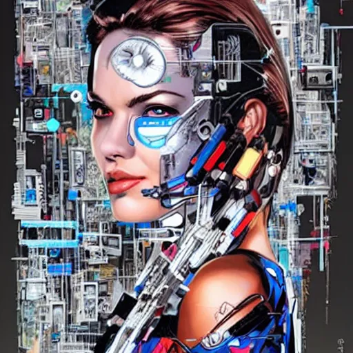 Image similar to a portrait of a beautiful cybernetically enhanced woman, by marvel comics and sandra chevrier