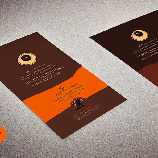 Prompt: square shaped flyer design for a coffee bean company, layout design, dark brown and orange colour palette, template layout