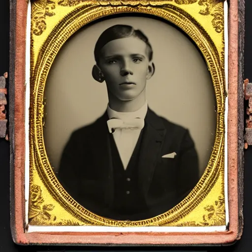 Image similar to a black and white photo of a young man, a character portrait by henry justice ford, tumblr, 1 9 2 0 s, studio portrait, tintype photograph