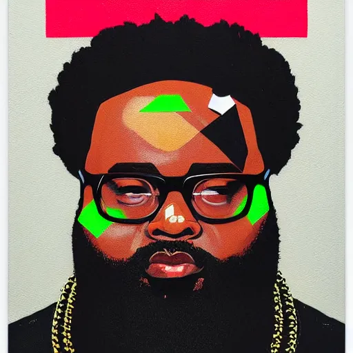 Image similar to Rick Ross Painting by Sachin Teng, asymmetrical, Organic Painting , Matte Painting, geometric shapes, hard edges, graffiti, street art,:2 by Sachin Teng:4