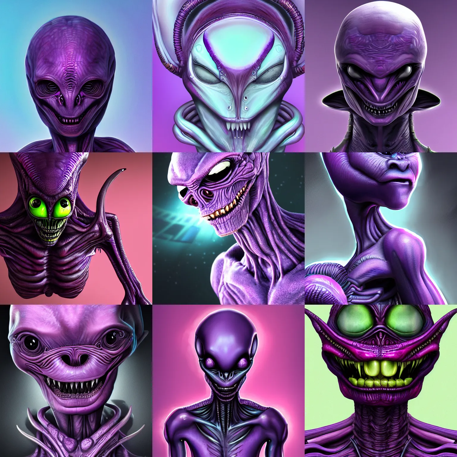 Prompt: alien with purple skin, detailed digital art, 4k, HD, trending on artstation