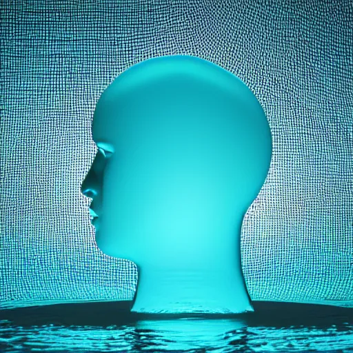 Prompt: minimalist logo icon of a human head made of water, water manipulation, futuristic, glowing, hyper realistic, ray tracing, realistic water splashes, sharp focus, 8 k resolution