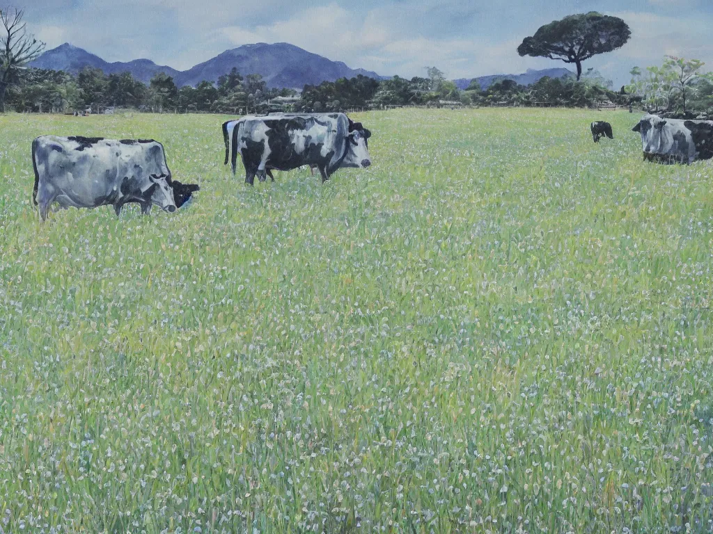 Image similar to until the cows come home plantscape. painting by aoshima chiho