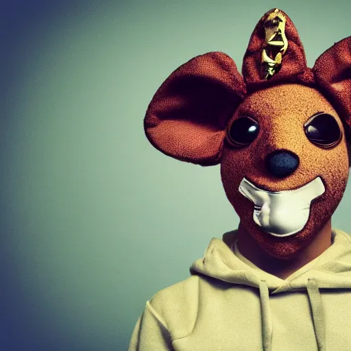 Prompt: mouse dressed as rapper, cinematic realistic photo