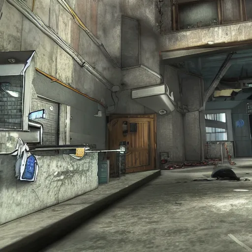 Prompt: My little pony in call of duty 4, inside german building