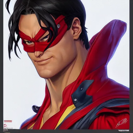 Image similar to tim drake ( robin ) as a street fighter character, cg animation, capcom, realistic, character select portrait, by artgerm, greg rutkowski, alphonse mucha, 3 d