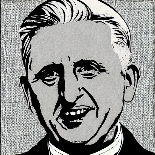 Image similar to portrait of pope benedict xvi screen print. pop art, high detail 8 k