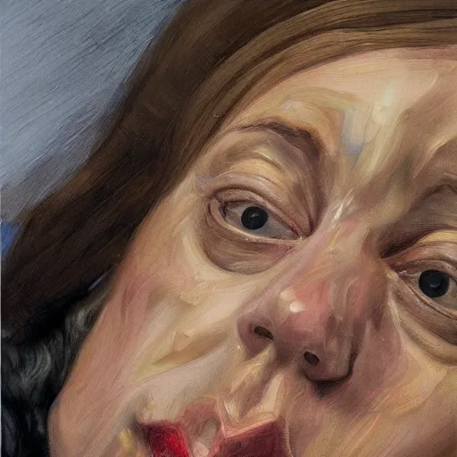 Image similar to high quality high detail painting by lucian freud, hd, 3 0 year old girl portrait, photorealistic lighting