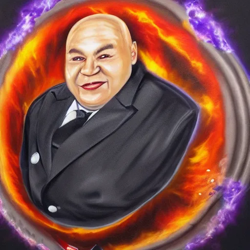 Image similar to airbrushed portrait of 'The Final Boss of Cooking'