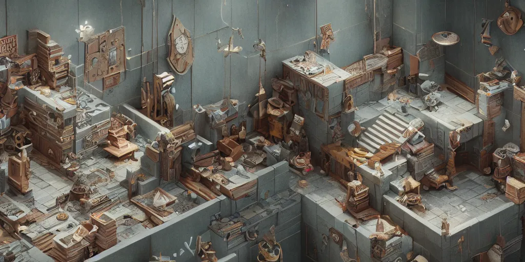 Image similar to society of mice build a utopia out of cardboard in an apartment bathroom, digital painting, octane render, trending on artstation, insanely detailed, 8 k, uhd